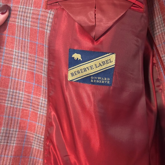 NWT Onward Reserve Di Pray Apple Plaid Sport Coat in Apple- 48R - Picture 3 of 5